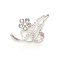 Crystal Jewelry Pin Silver 004 --  Clear Cubic Zirconia and Pink Swarovski Crystals with Polished Silver Finish