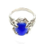 Gemstone Ring 042-10 -- Oval Faux Gemstone in Blue with Polished Silver Finish