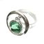 Crystal Ring 003 -- Swarovski Crystals in Green with Polished Silver Finish