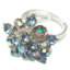 Crystal Ring 012 -- Swarovski Crystals in Light Aqua with Polished Silver Finish (SKU: CrystalRing012)