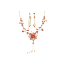 Crystal Necklace Earrings Set Antique 005 -- Red Swarovski Crystals with Polished Gold Finish (SKU: CrystalNecklaceEarringsSetAntique005)