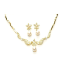 Crystal Necklace Earrings Set Antique 007 --  Faux Pearl Cubic Zirconia with Polished Gold Finish