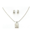 Crystal Necklace Earrings Set Silver 001 --  Cubic Zirconia with Polished Silver Finish
