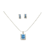Crystal Necklace Earrings Set Silver 002 --  Cubic Zirconia in Blue with Polished Silver Finish (SKU: CrystalNecklaceEarringsSetSilver002)