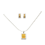 Crystal Necklace Earrings Set Silver 003 --  Cubic Zirconia in Amber with Polished Silver Finish (SKU: CrystalNecklaceEarringsSetSilver003)