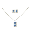 Crystal Necklace Earrings Set Silver 004 --  Cubic Zirconia in Blue and Auqa with Polished Silver Finish (SKU: CrystalNecklaceEarringsSetSilver004)